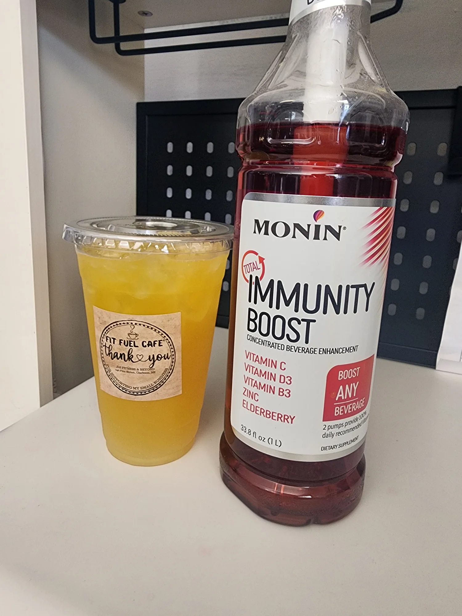 Colorful boosted drink from Fit Fuel Cafe