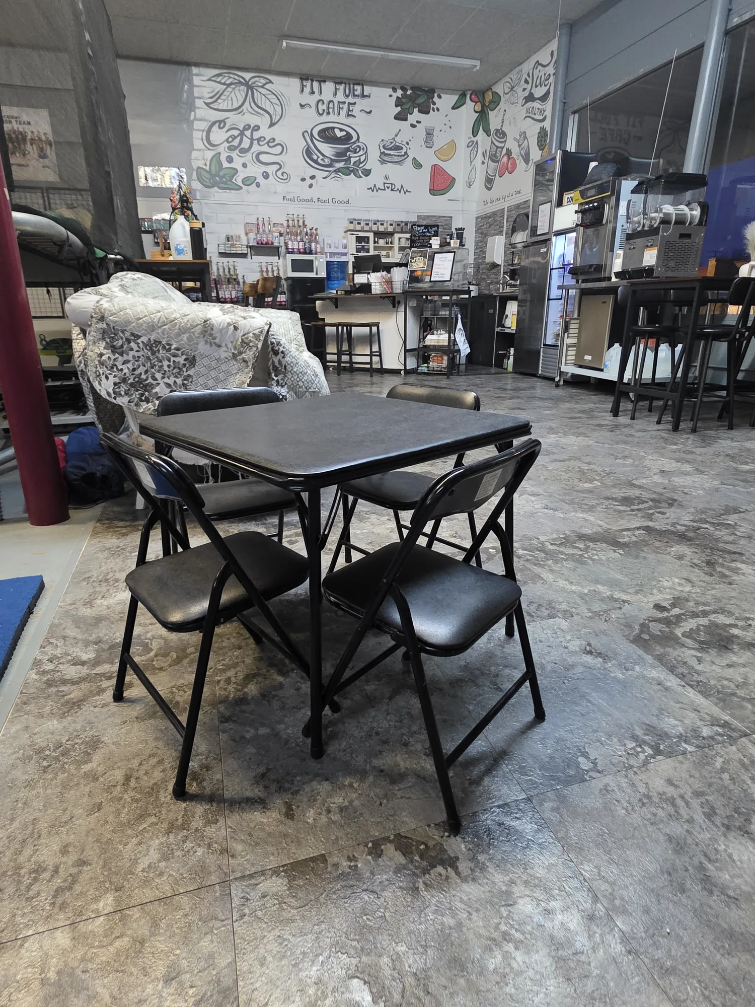 Seating area inside Fit Fuel Cafe