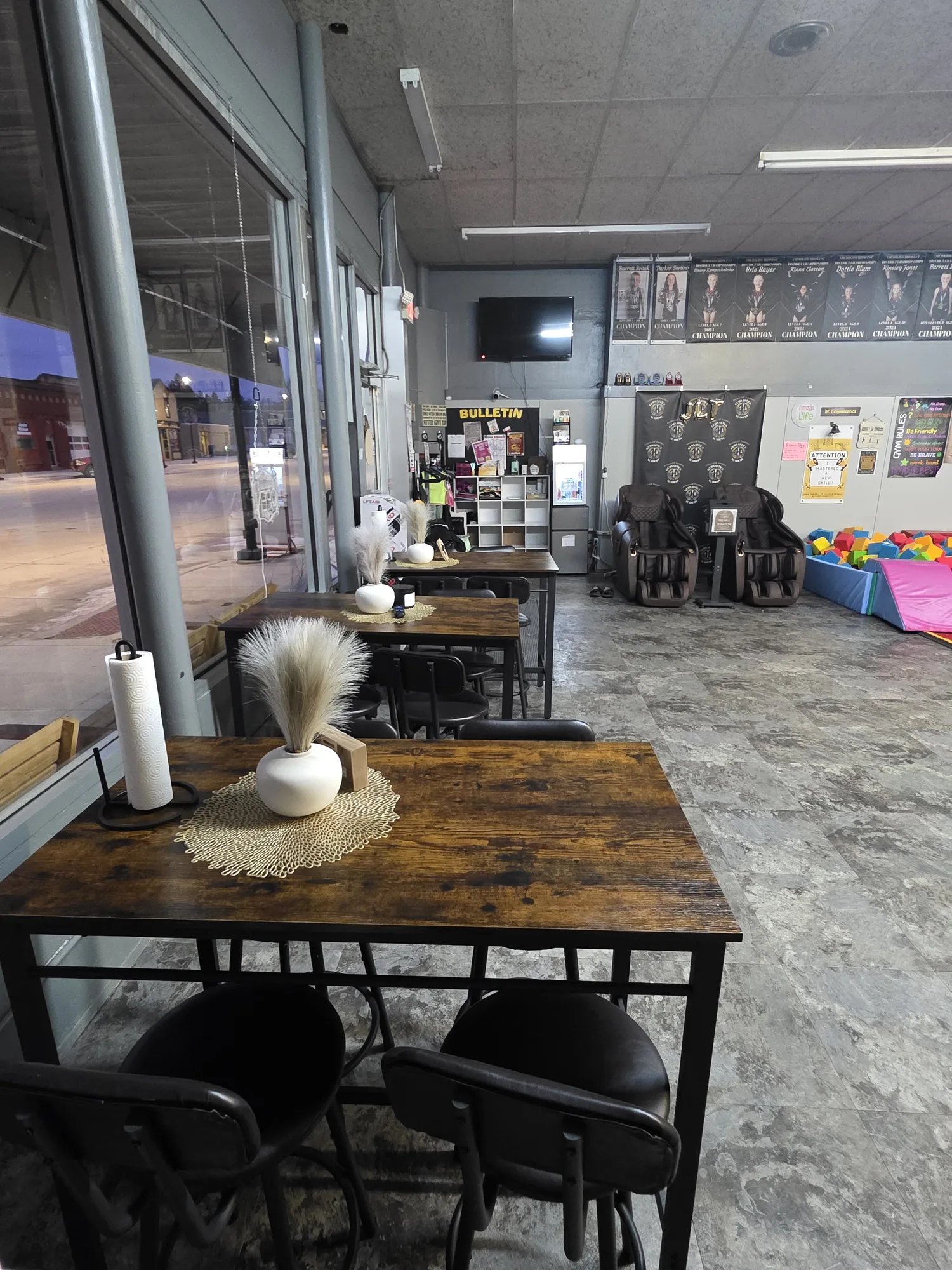 Seating area inside Fit Fuel Cafe